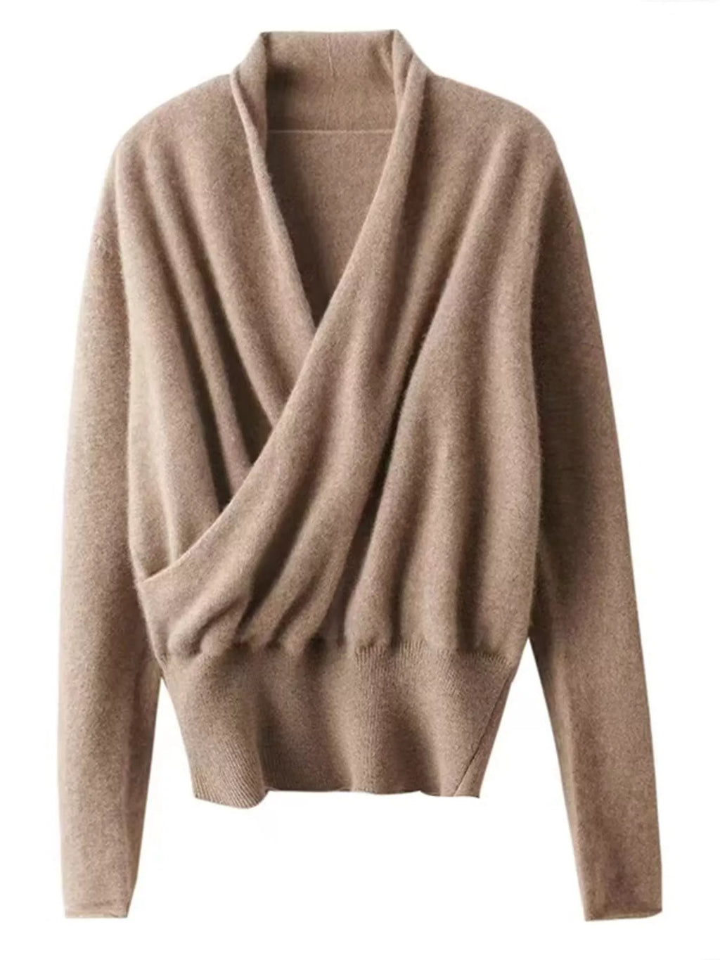 Wrap-Front Long Sleeve Sweater
