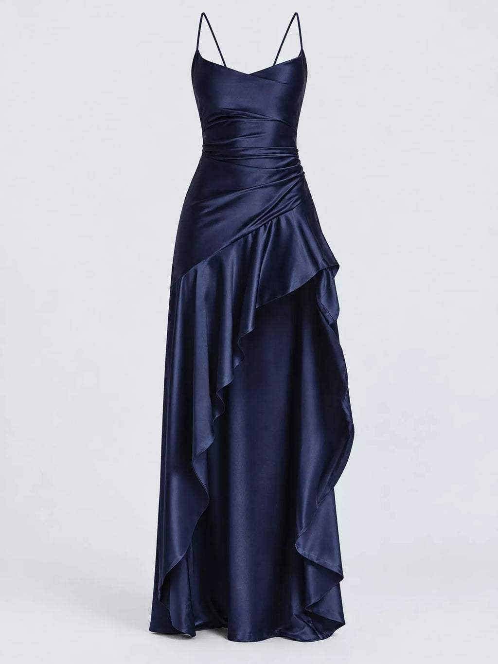 High-Low Ruffle Hem Evening Dress