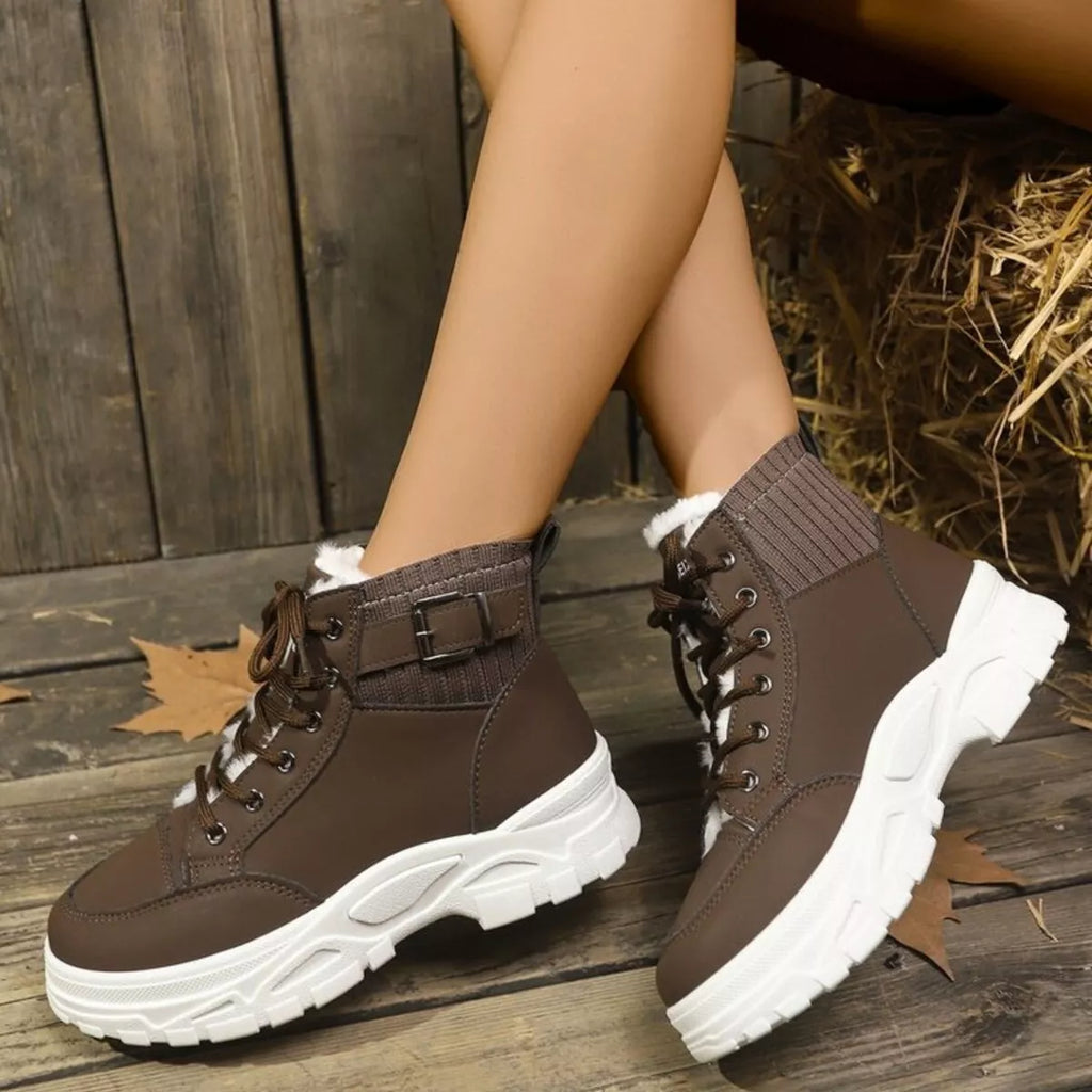 Plush Lining Lace Up Boots
