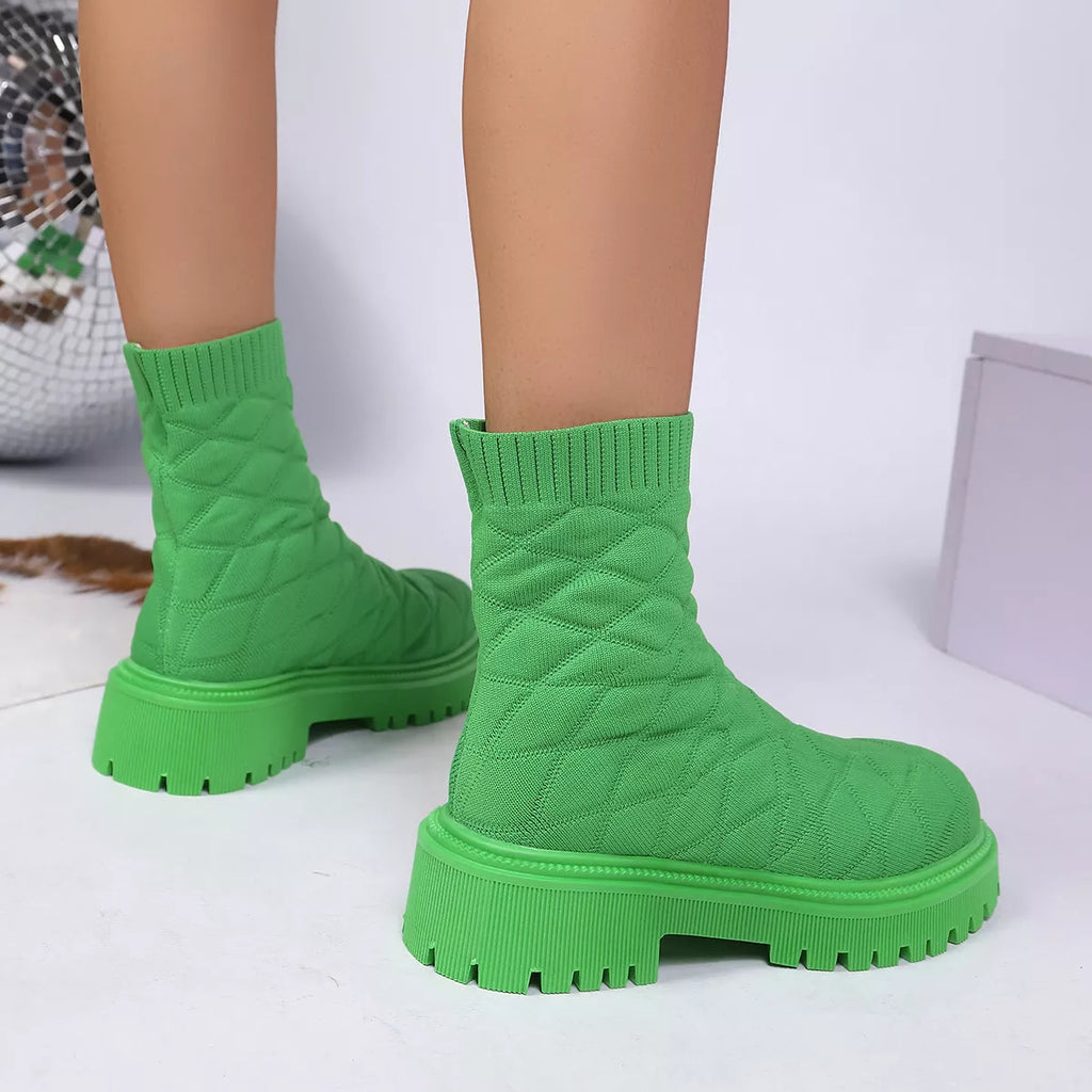 Round Toe Block Heels Boots