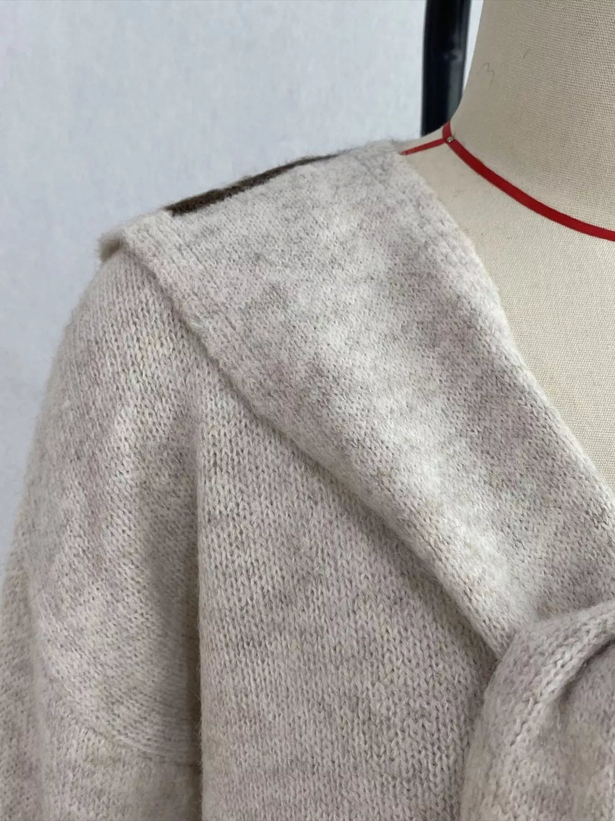 Scarf Detail Dropped Shoulder Sweater