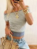 Striped Off Shoulder Knit Top