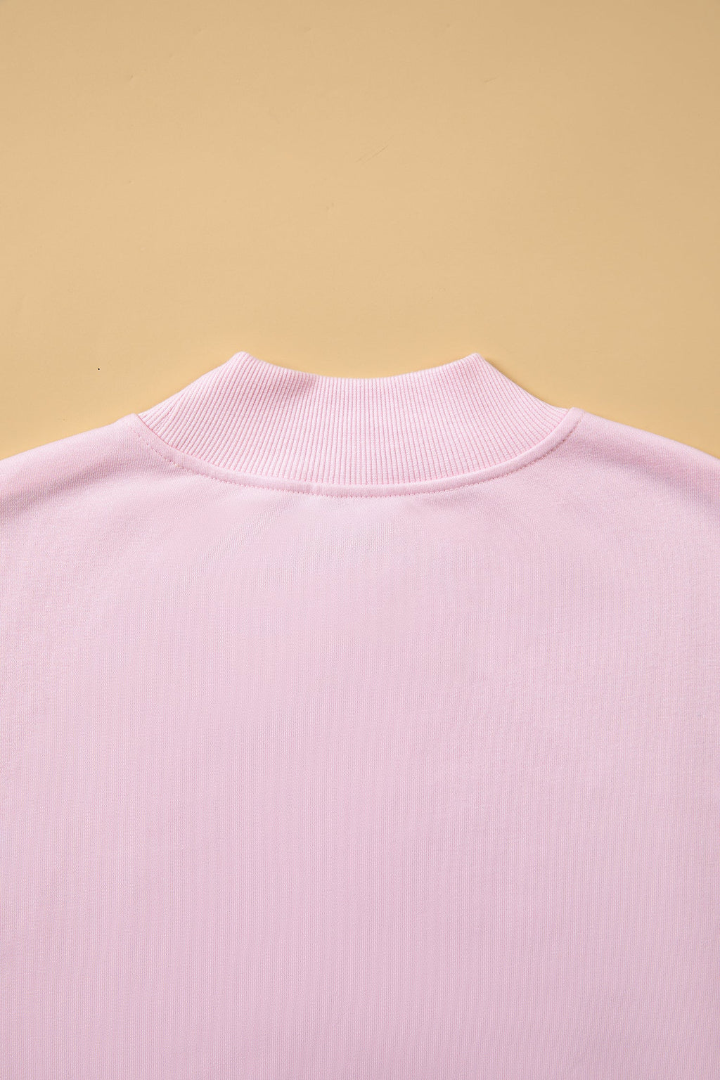Pink Stay Salty Embroidered Long Sleeve Stand Neck Shift Pullover Sweatshirt