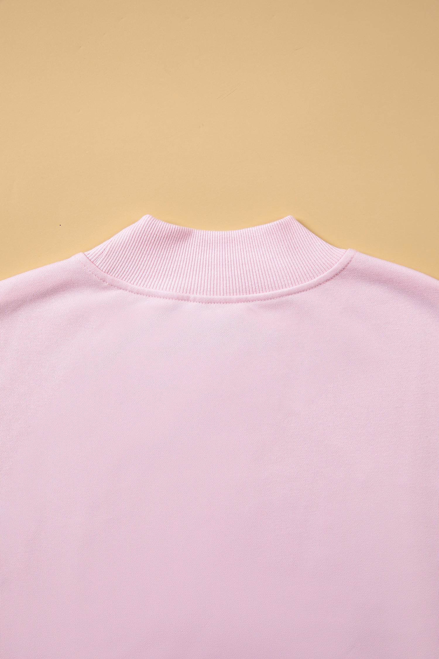 Pink Stay Salty Embroidered Long Sleeve Stand Neck Shift Pullover Sweatshirt