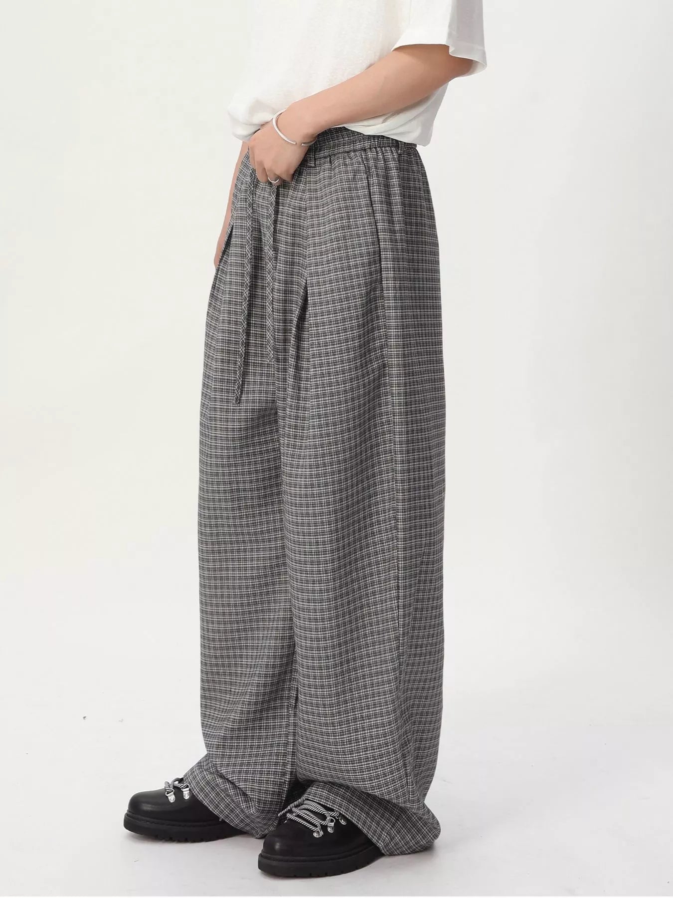 Men's Plaid Wide-Leg Pants