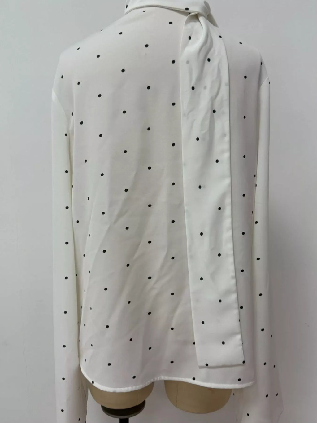Polka Dot Silk Blouse with Scarf Neck Tie