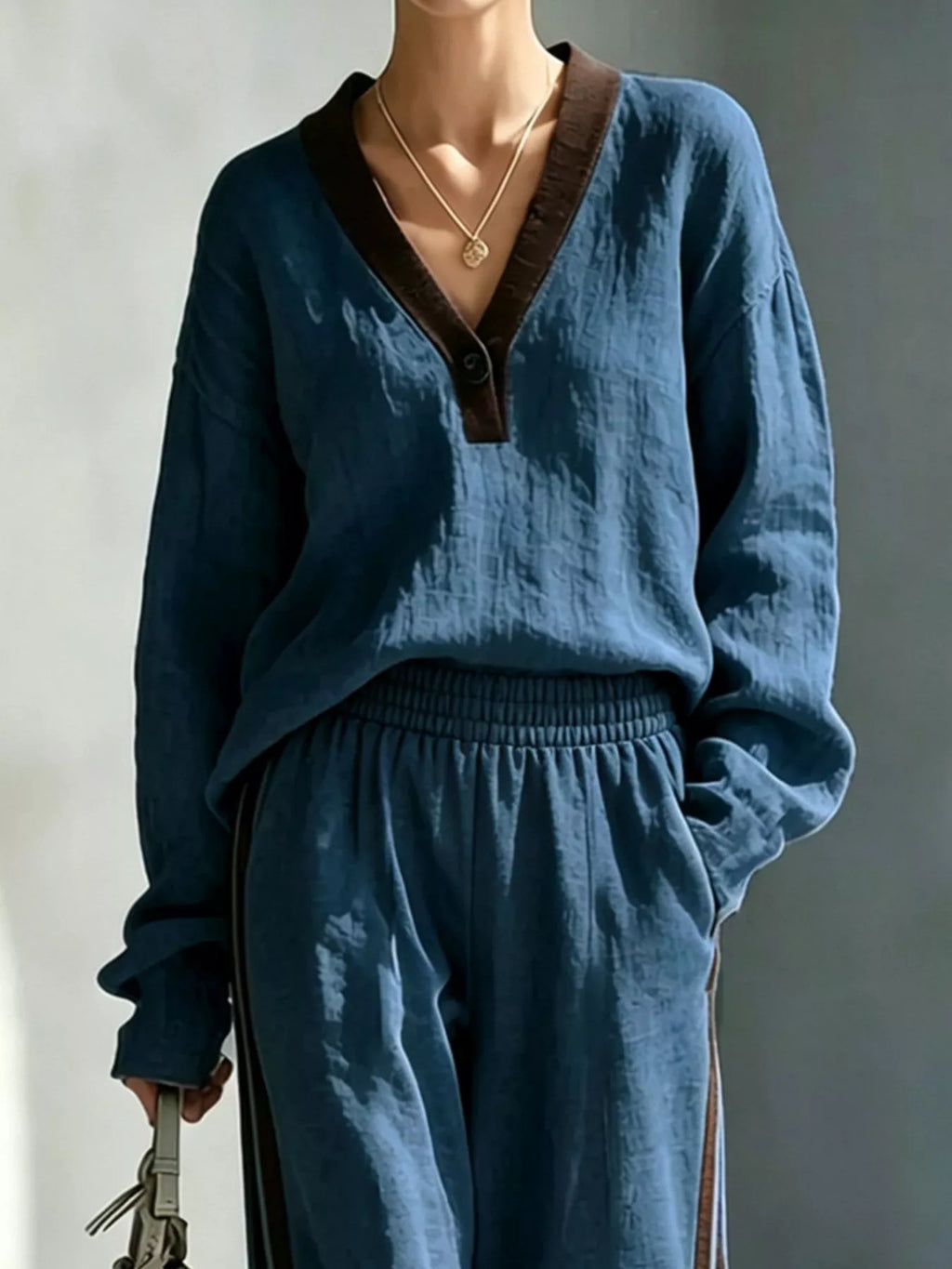 Long Sleeve Top and Side-Striped Joggers Set