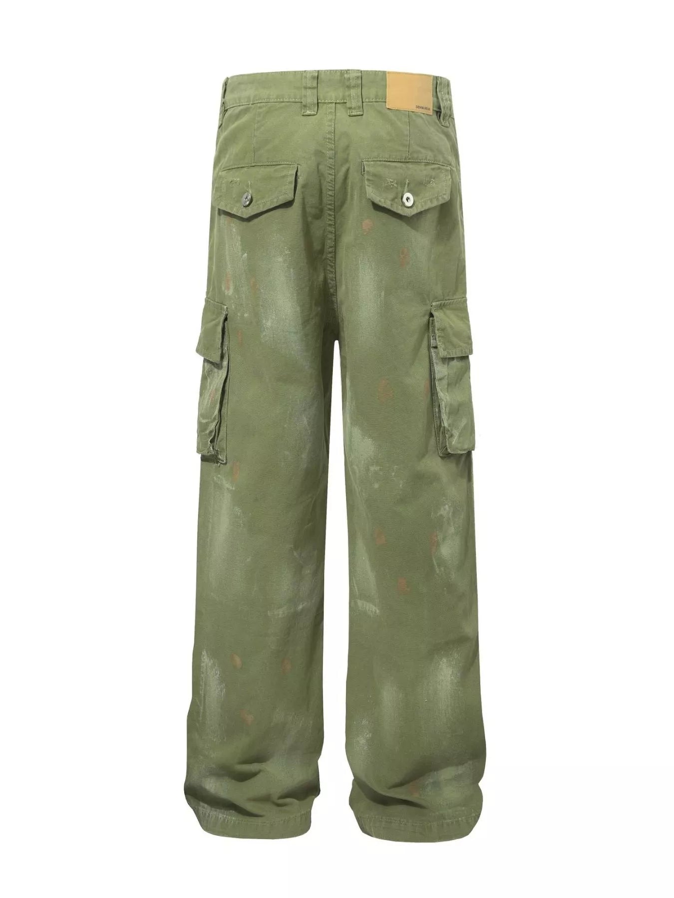 Men's Distressed Cargo Pants with Paint Splatter