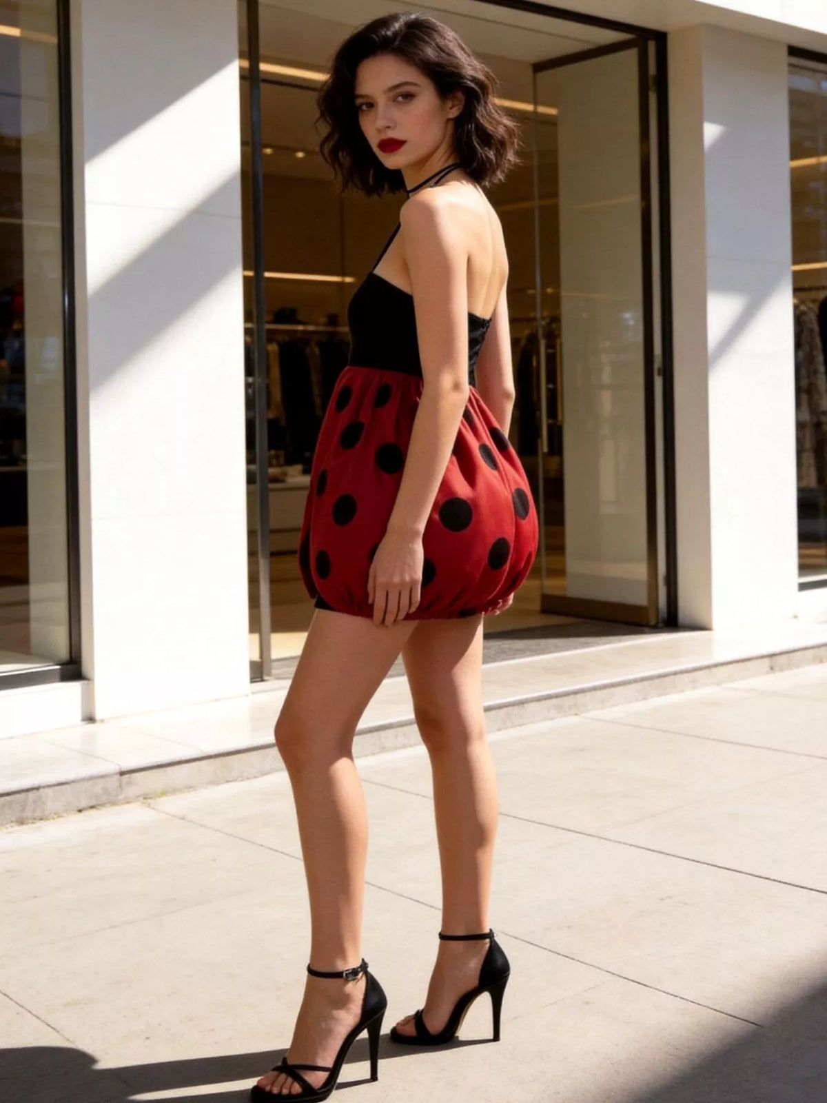Halloween Ladybug Halter Neck Bubble Dress