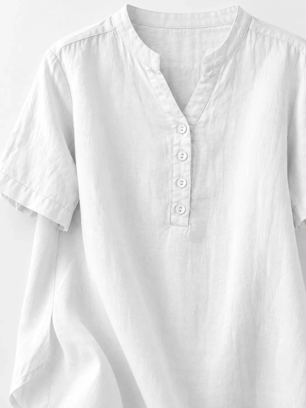 Full Size Notched Short Sleeve Oversize Blouse Plus Size