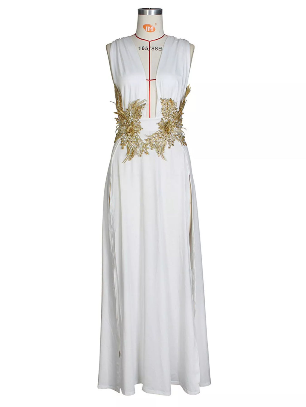 Deep V-Neck High Slit Maxi Dress