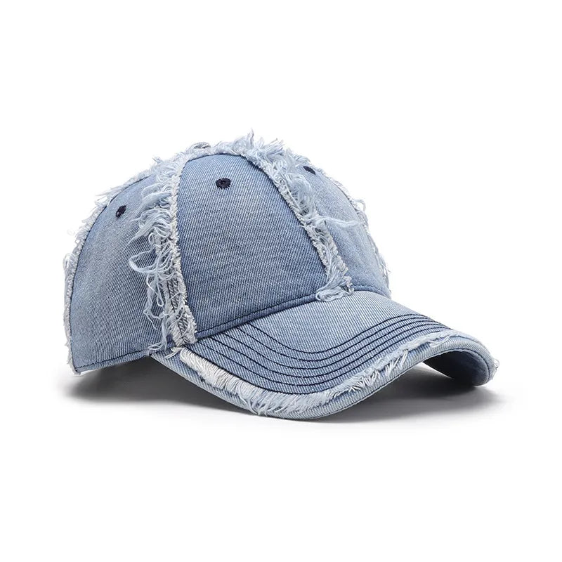 Raw Hem Frayed Cotton Baseball Cap