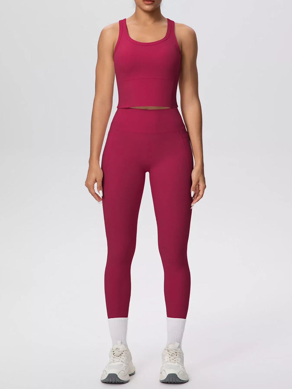 Scoop Neck Tank and High-Waisted Leggings Active Set