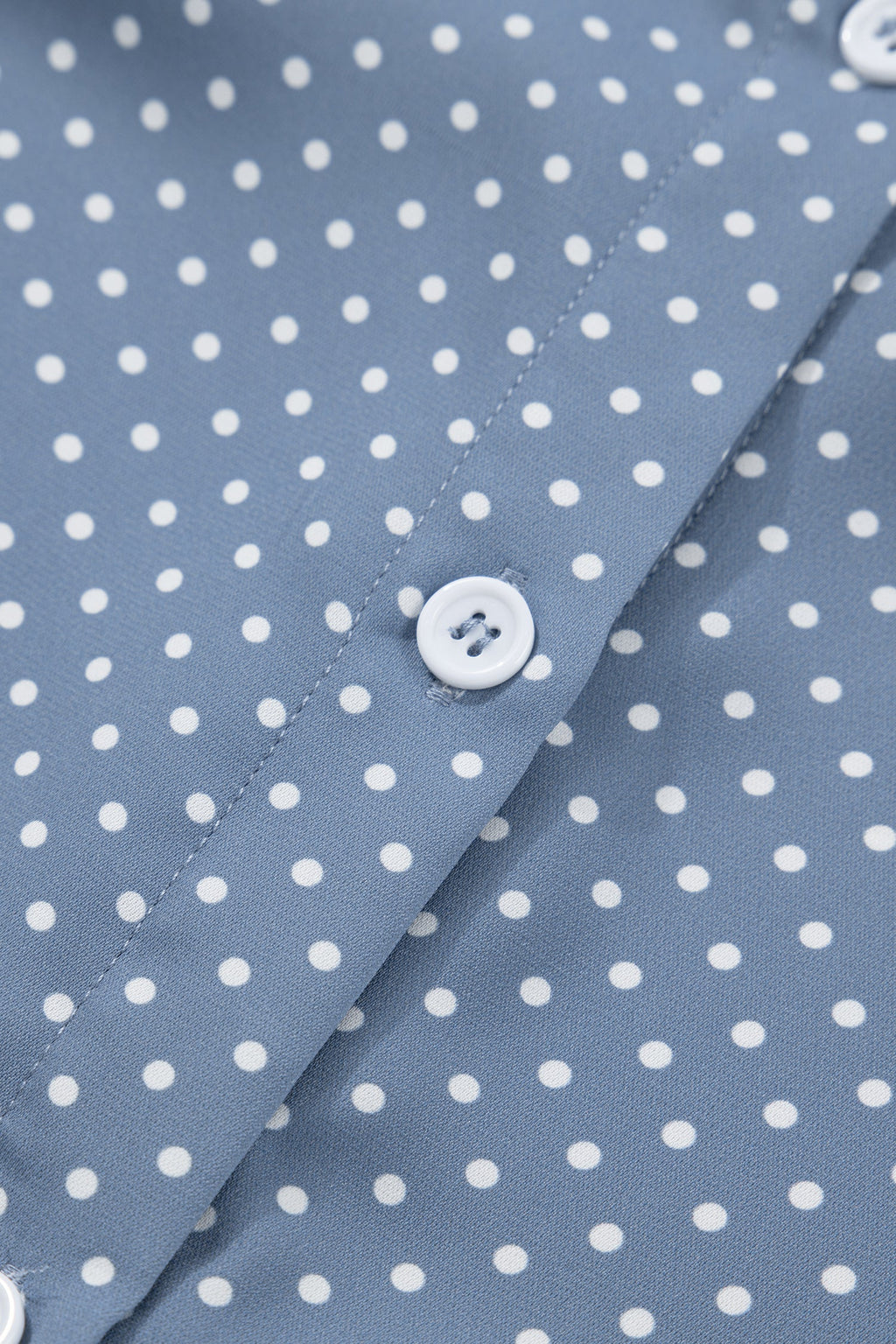 Sky Blue Dotted Print Cuffed Short Sleeve Shirt