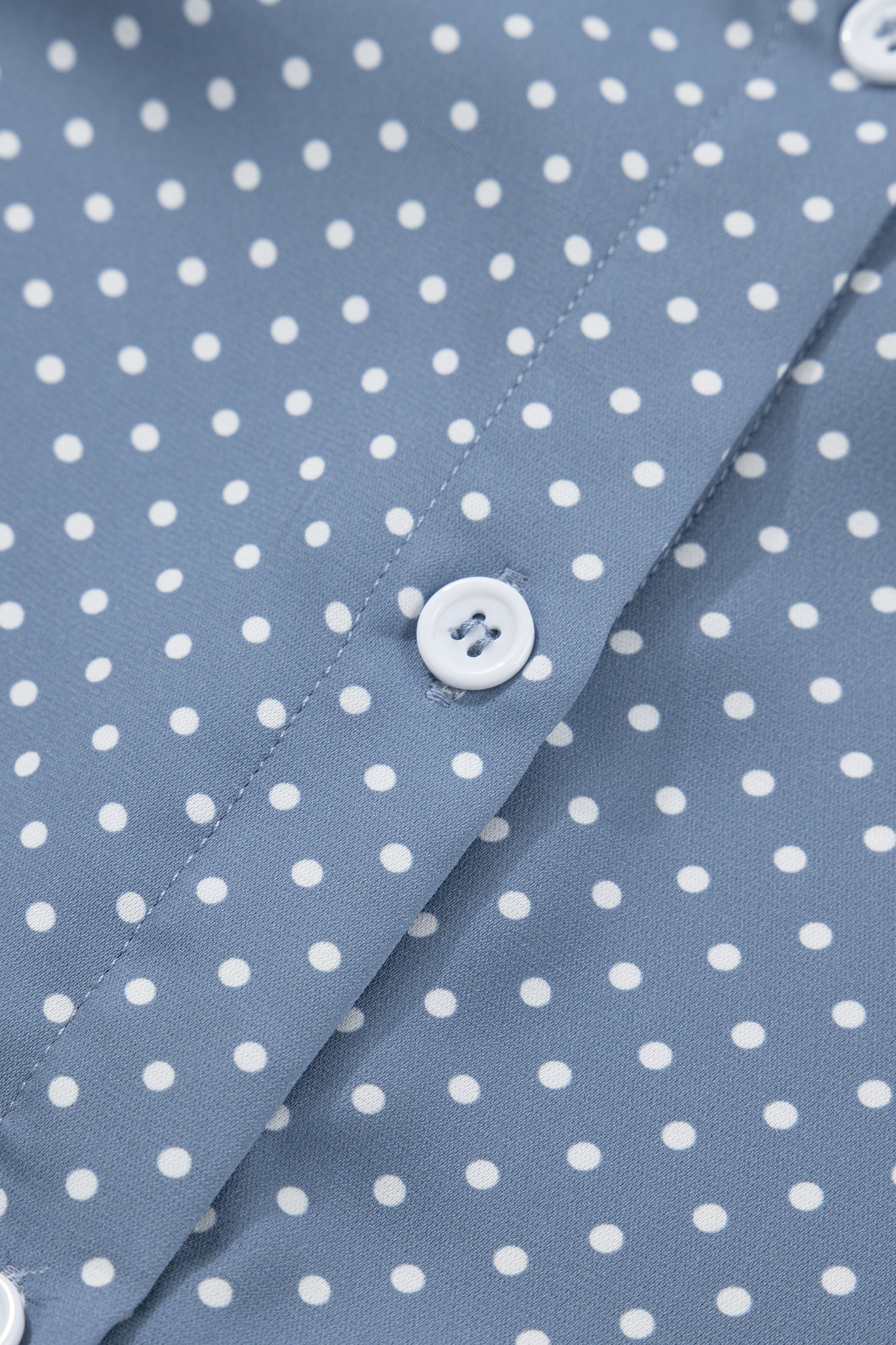 Sky Blue Dotted Print Cuffed Short Sleeve Shirt