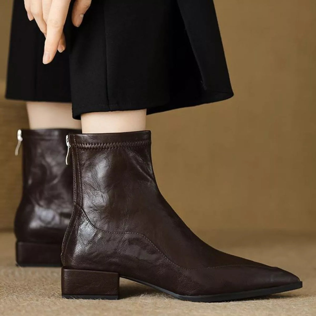 Point Toe Block Heels Boots