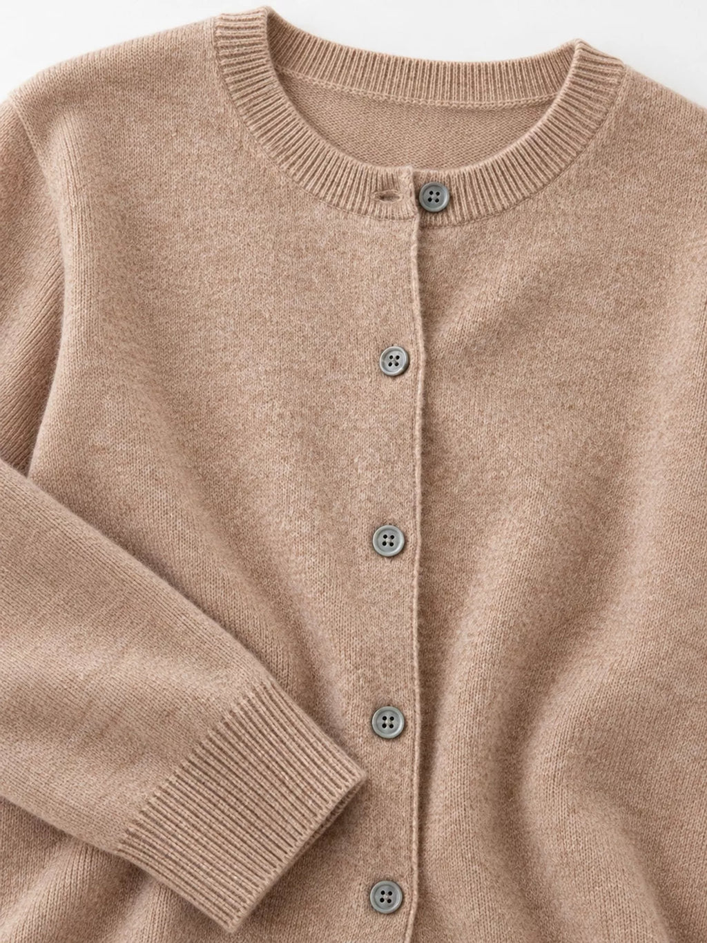 Crew-Neck Button-Down Cardigan
