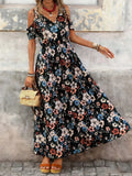 Cold Shoulder Floral Print Maxi Dress