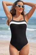 Color Block Detail Adjustable Straps One Piece Swimsuit