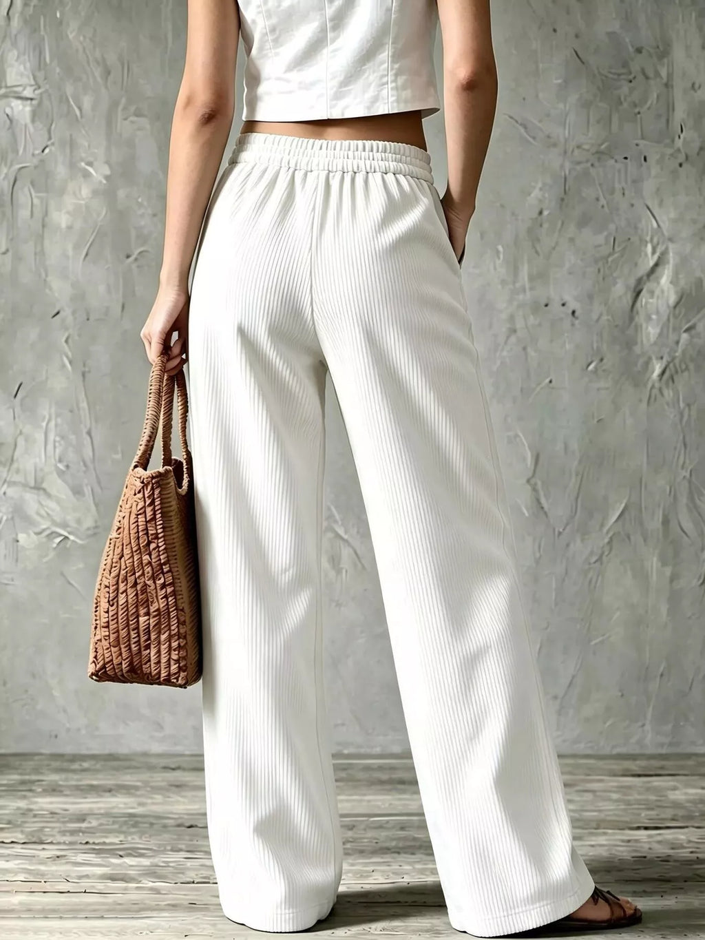 Full Size Wide-Leg Corduroy Pants Plus Size