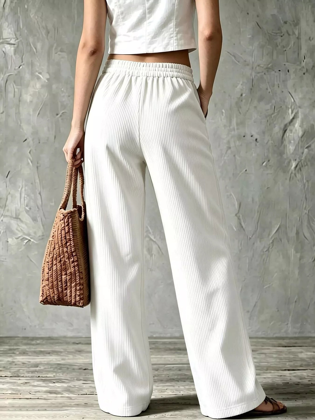 Full Size Wide-Leg Corduroy Pants Plus Size