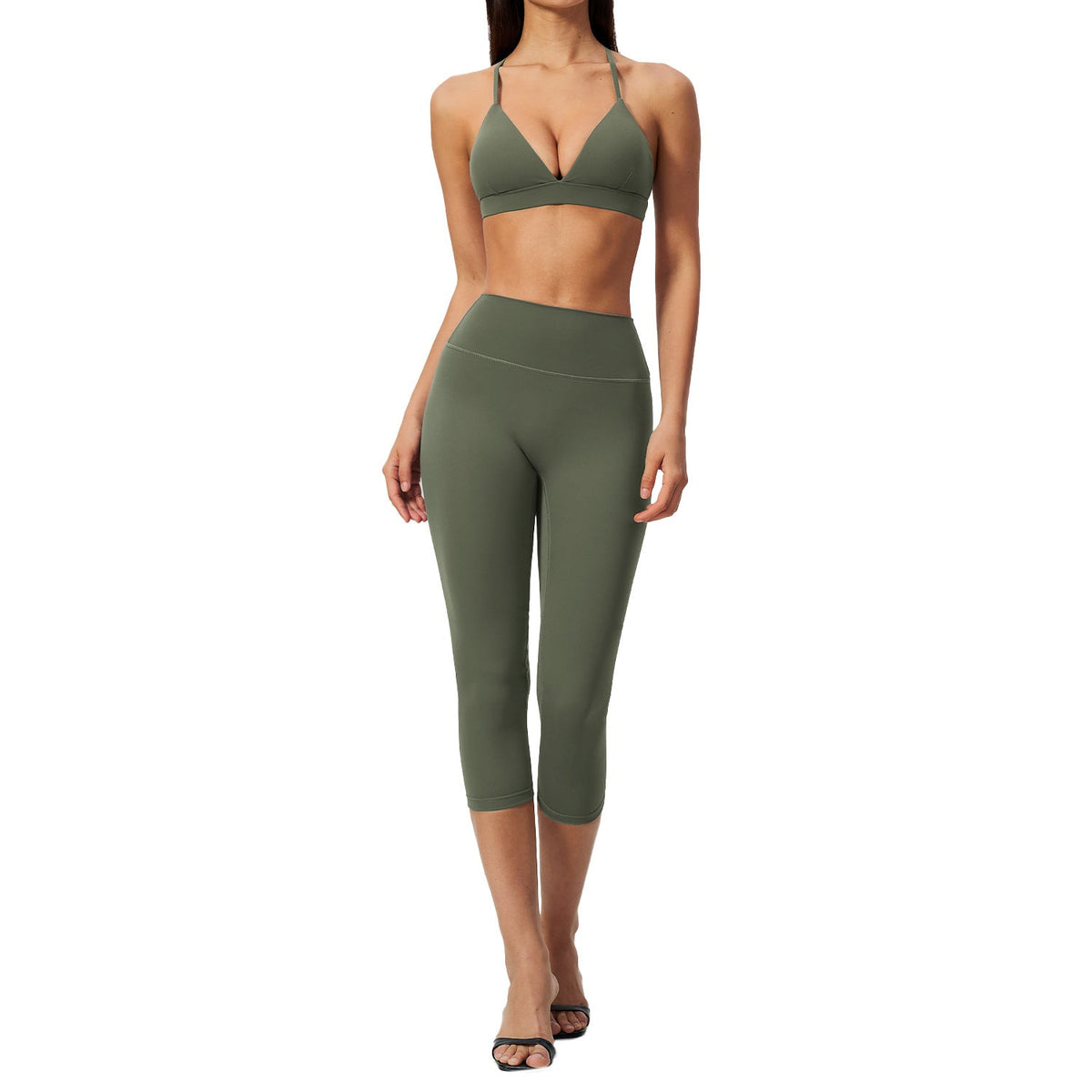 Womens Tight-Fitting Quick-Drying High-Waisted Capris Yoga Wear
