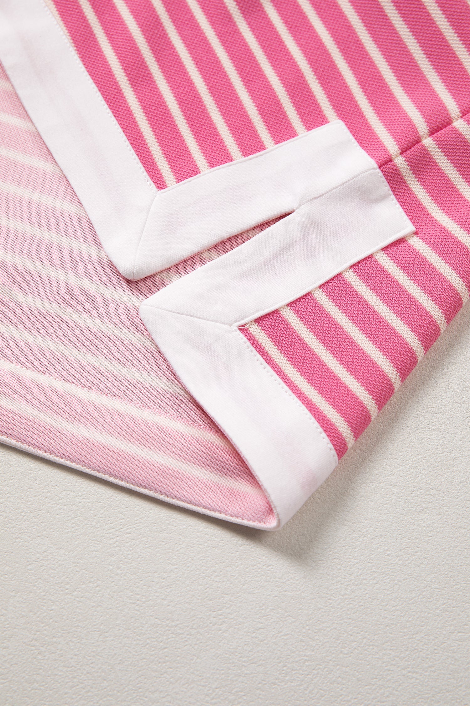 Pink Stripe Color Block Trim Notched Neck Sleeveless Shift Mini Dress