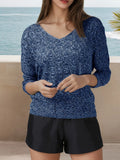 V-Neck Textured Knit Top