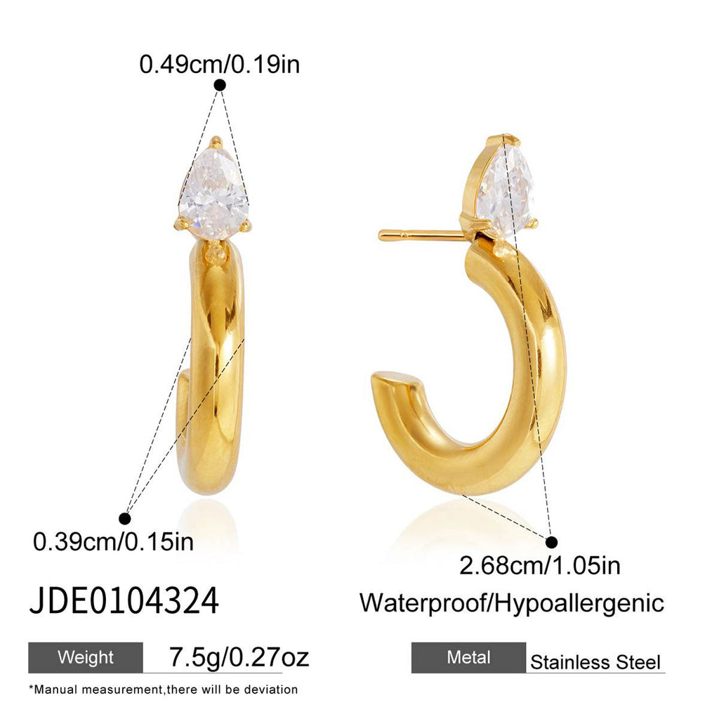 Twisted Zircon Huggie Earrings