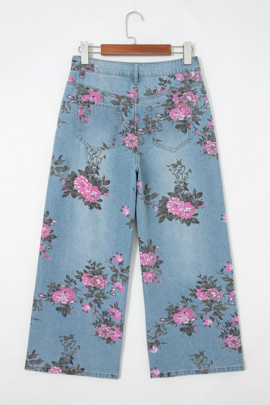 Floral Denim Wide Leg Jeans