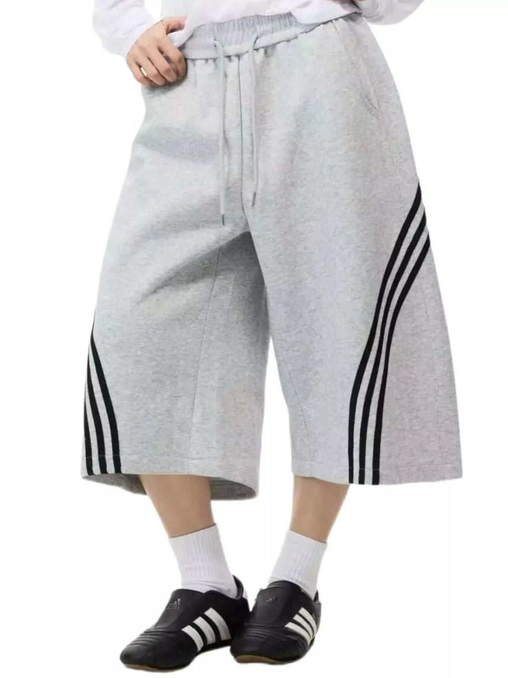 Men's Striped Wide-Leg Cropped Pants
