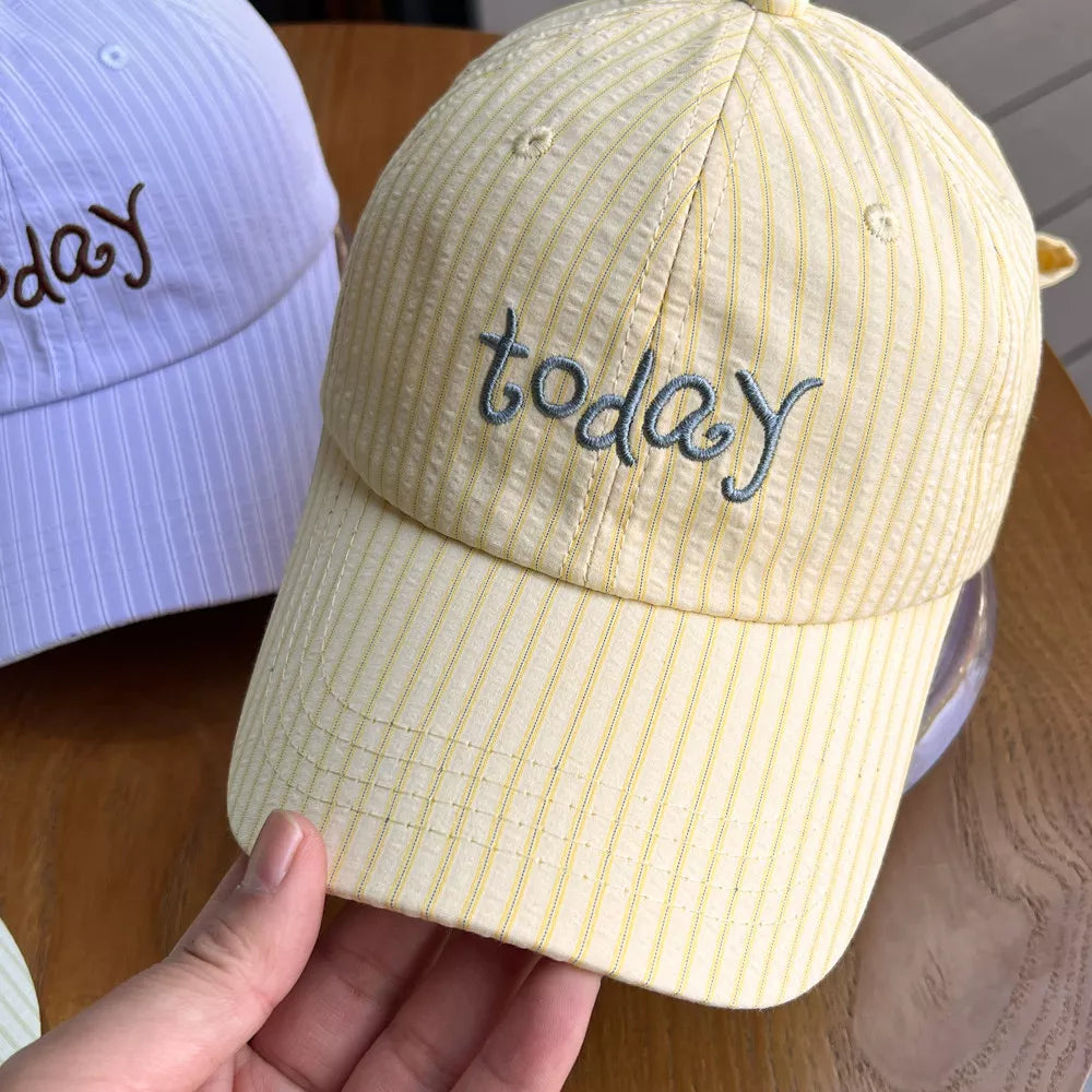 Striped Embroidered Baseball Cap