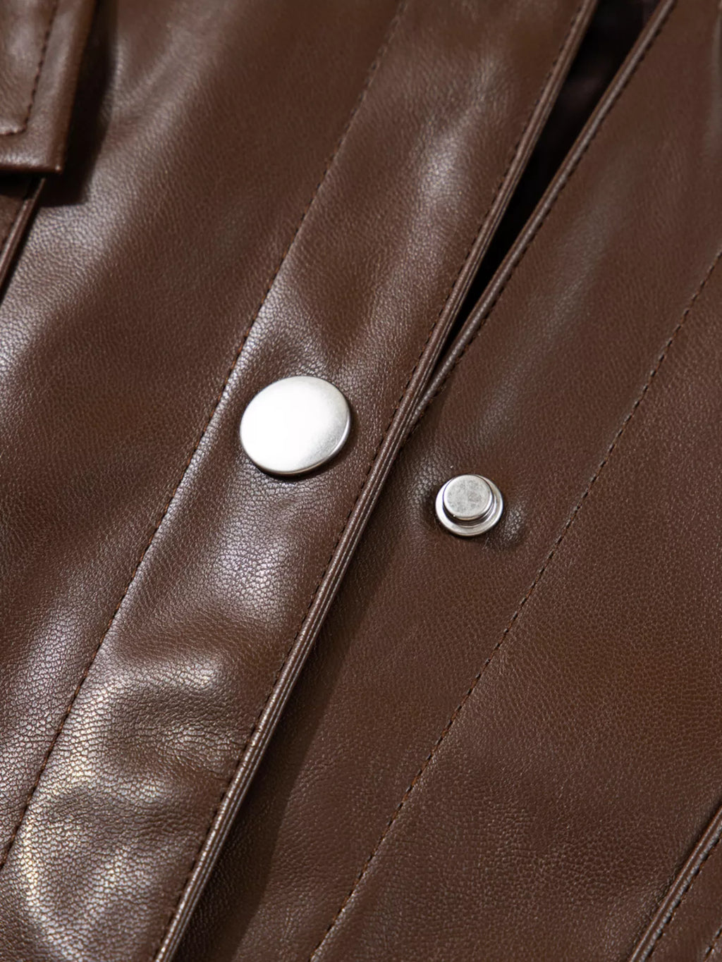 Double Flap Pocket Drawstring Hem Leather Jacket