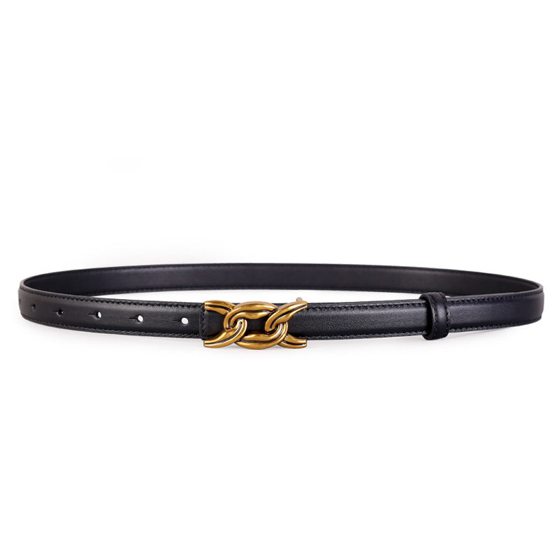 Chain Buckle Leather Belt