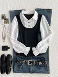 Polka Dot Flounce Sleeve Layered Look Blouse