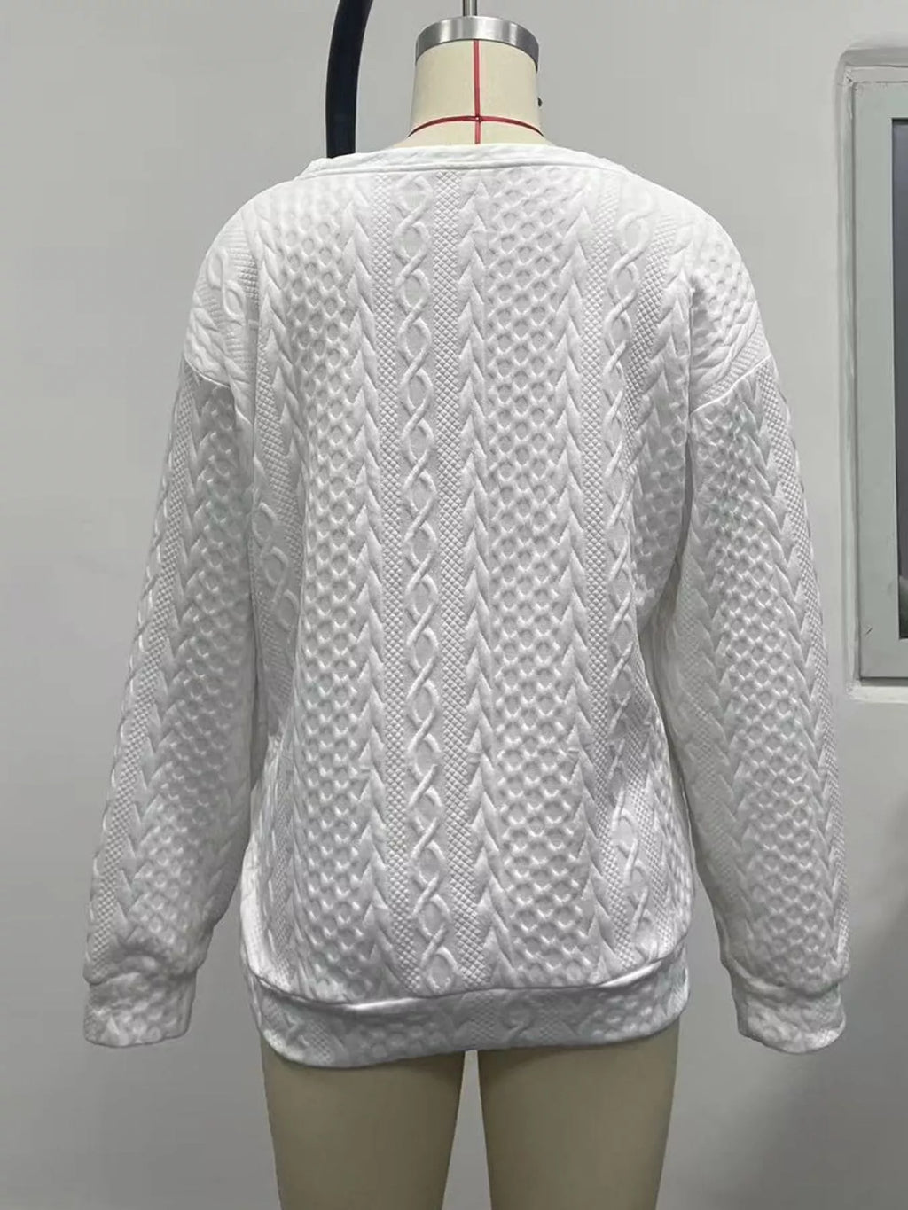 Textured Knit Crewneck Sweatshirt