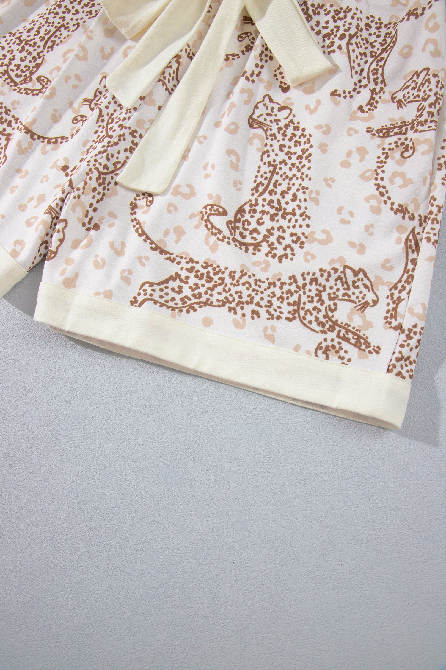 Yellow Leopard Print Colorblock Pocket Placket Long Sleeve Lounge Set