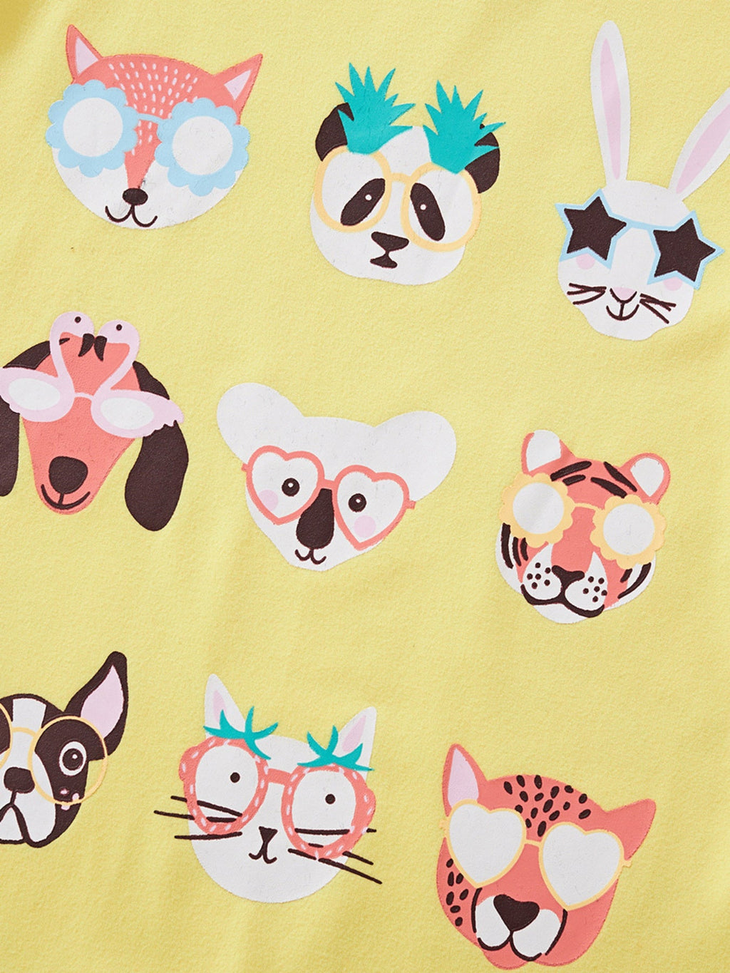 Children's Animal Faces Graphic Short Sleeve T-Shirt