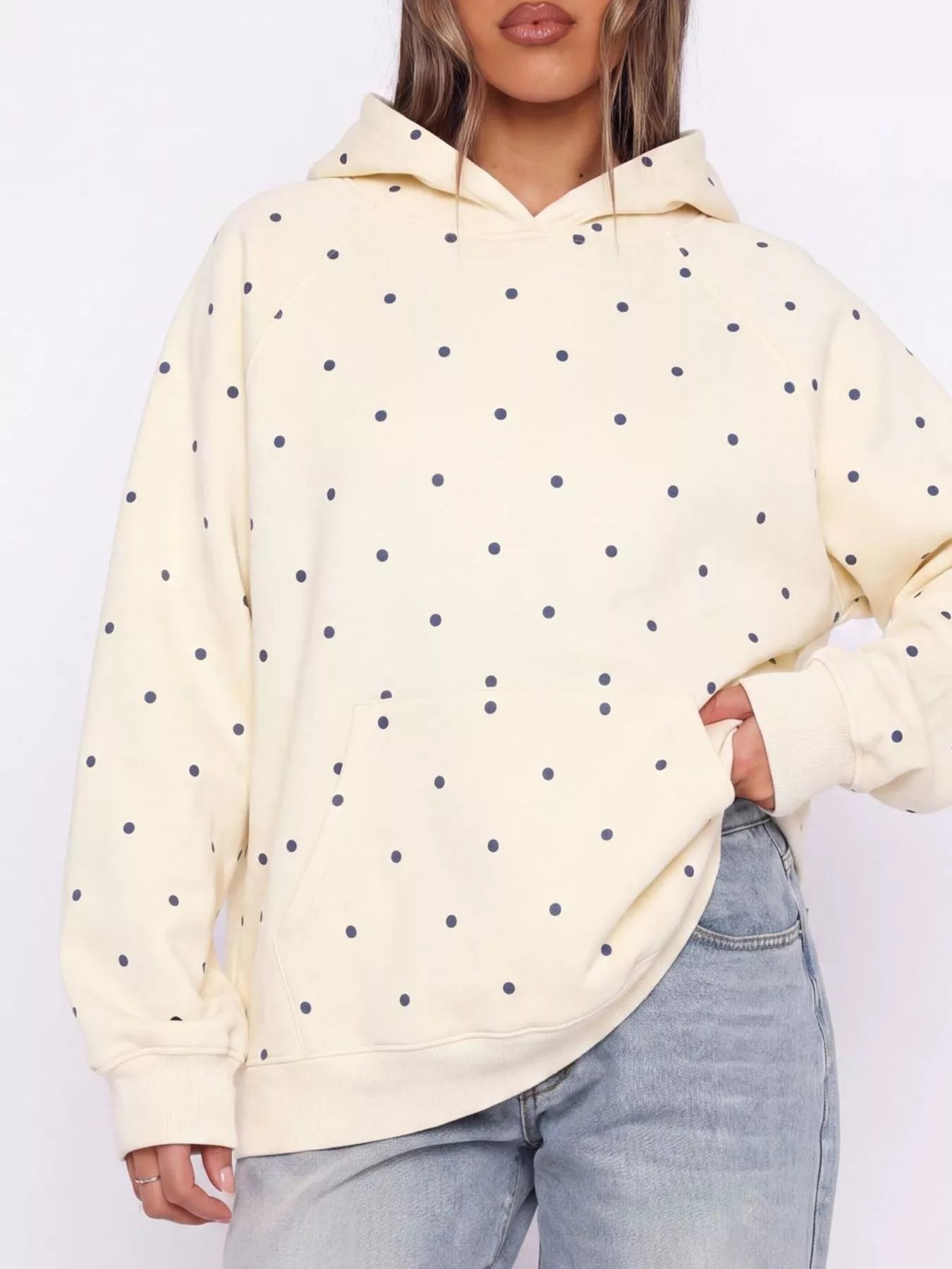 Polka Dot Raglan Sleeve Hoodie
