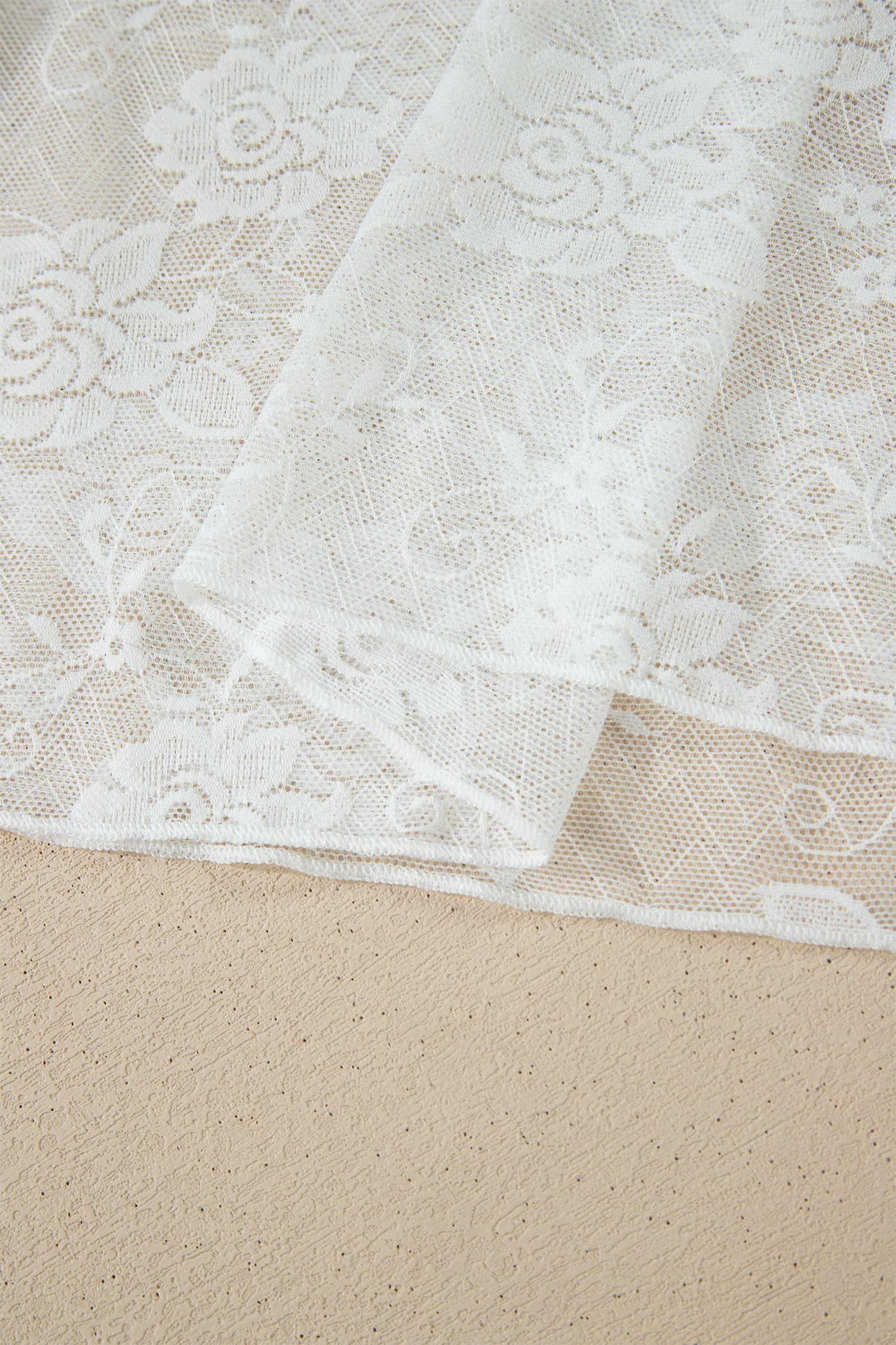 White Sheer Lace Round Neck T Shirt