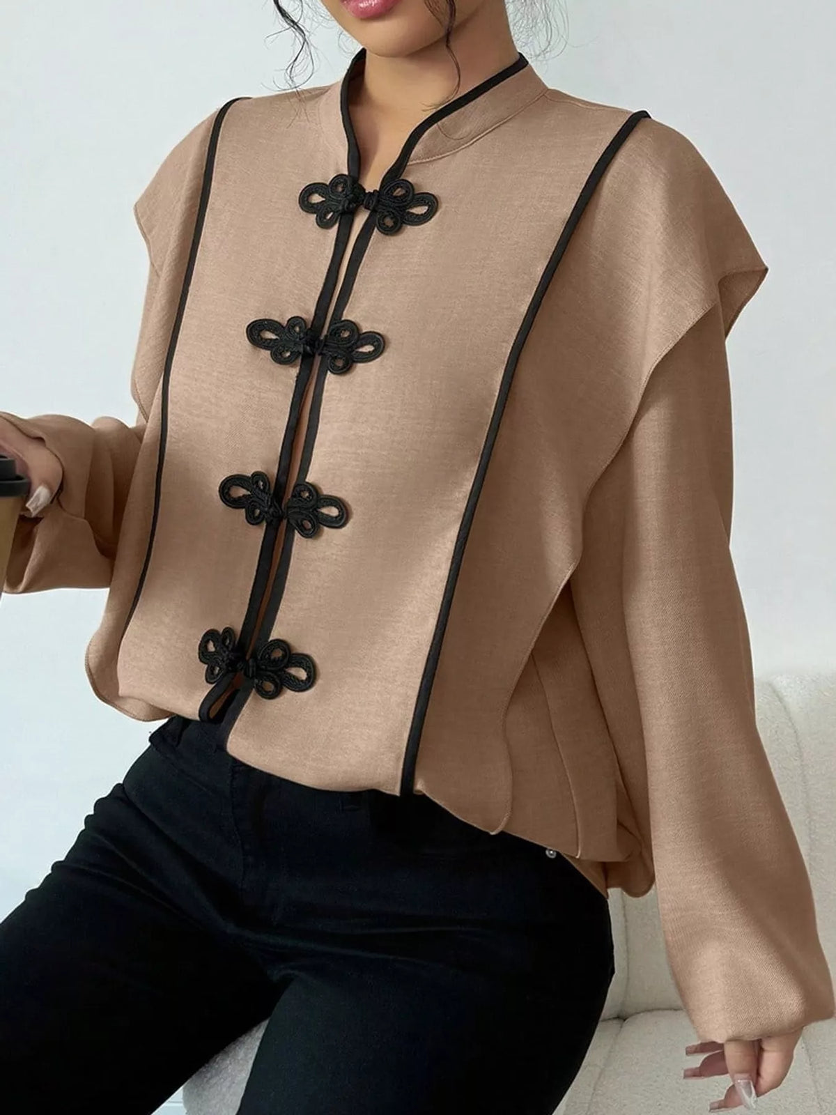 Chinese-Style Mandarin Collar Blouse