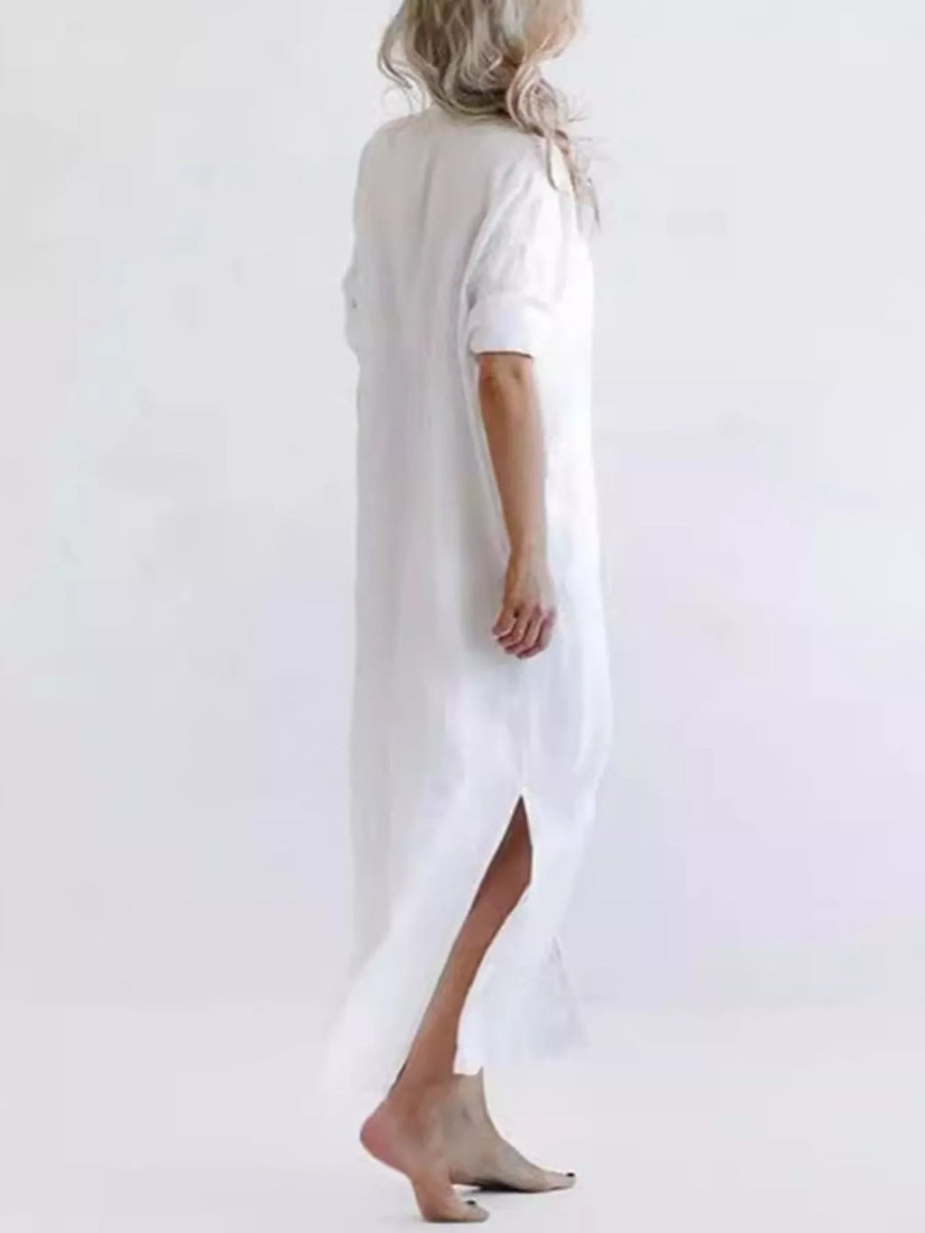 Full Size Casual Button-Down Maxi Shirt Dress Plus Size