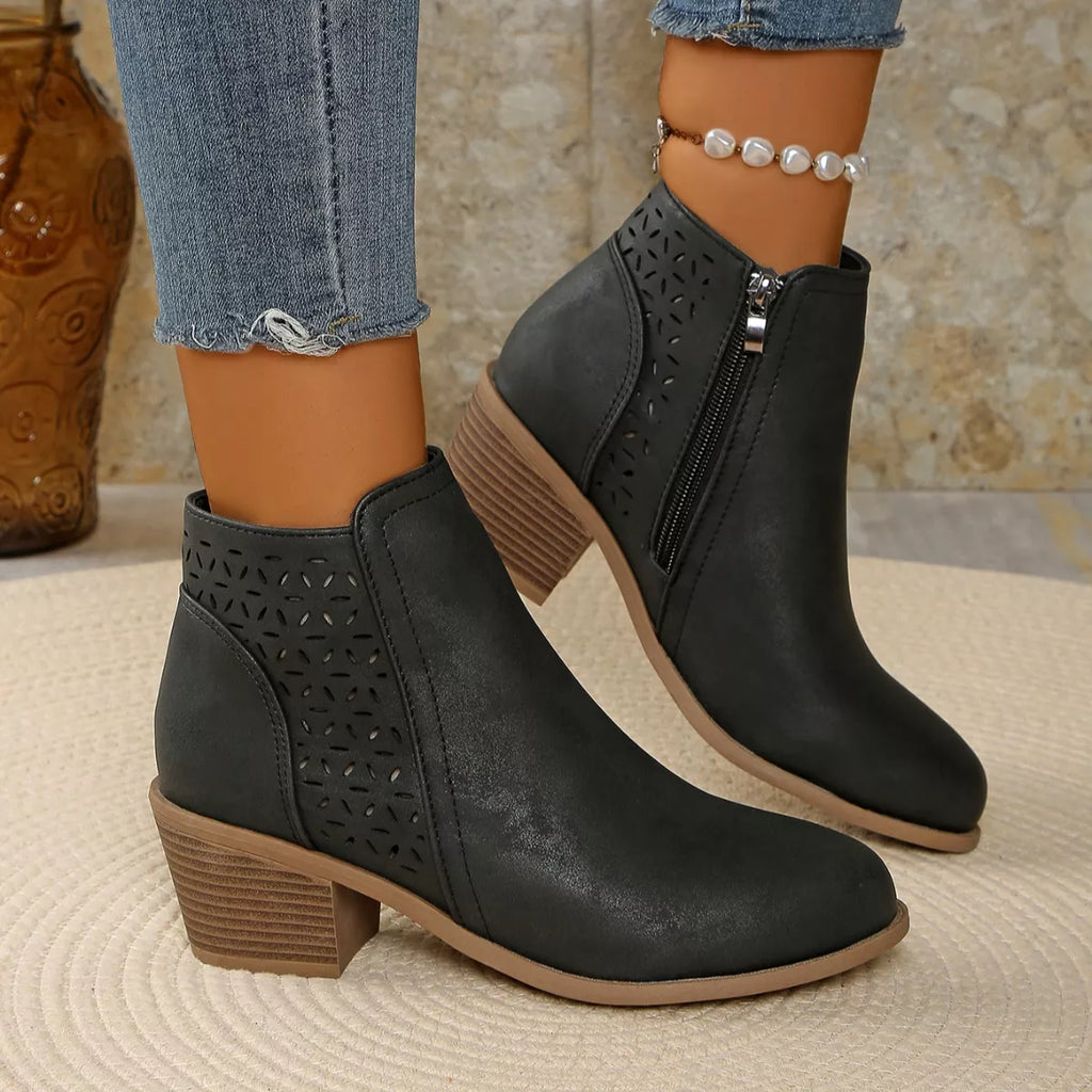 Point Toe Block Heels Boots