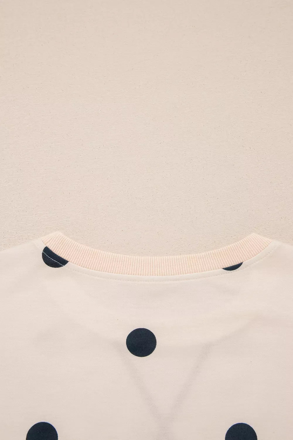 Loose-fit Long Sleeve Round Neck Polka Dot Tunic Sweatshirt