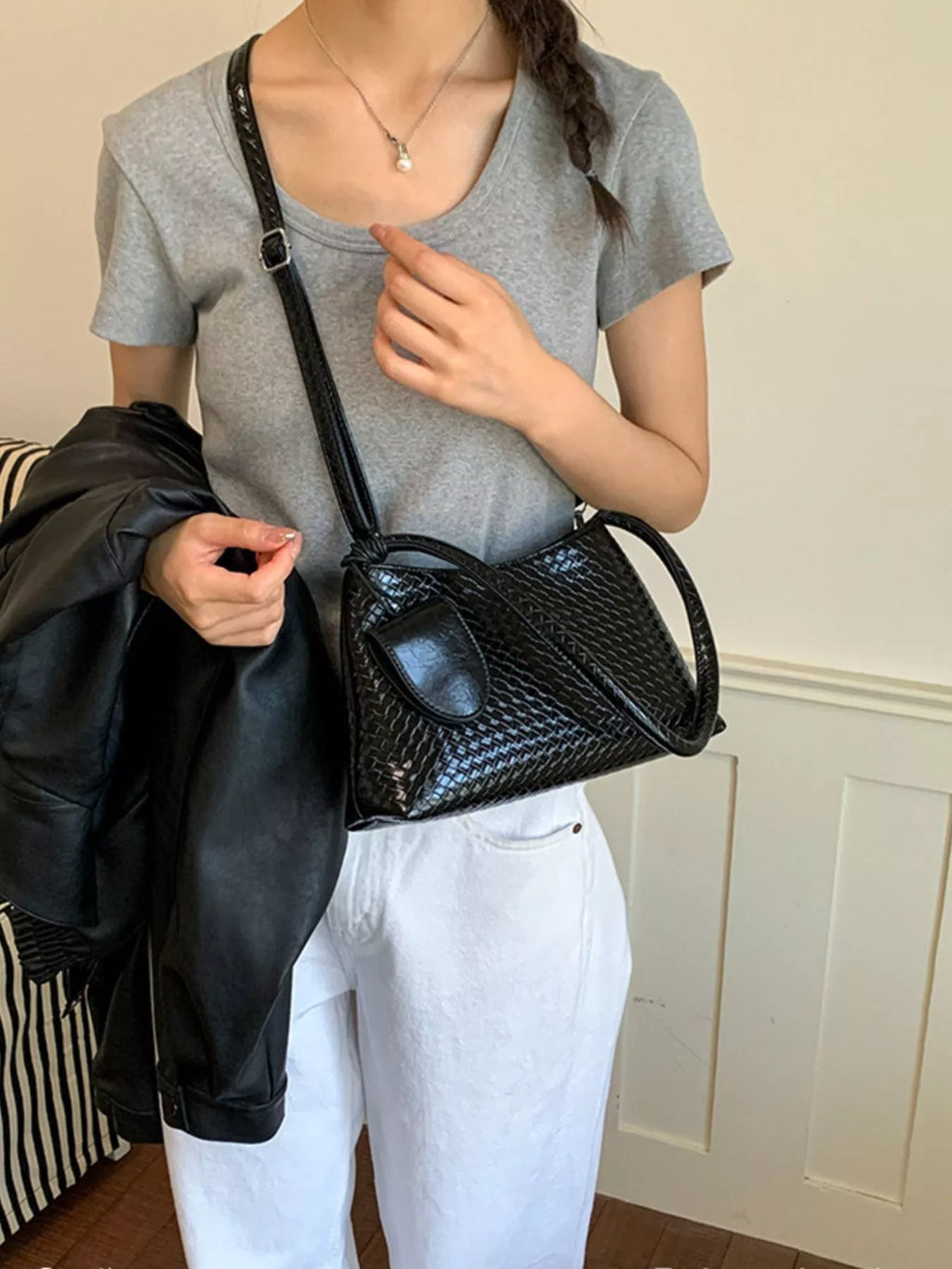 Woven Texture Shoulder Bag