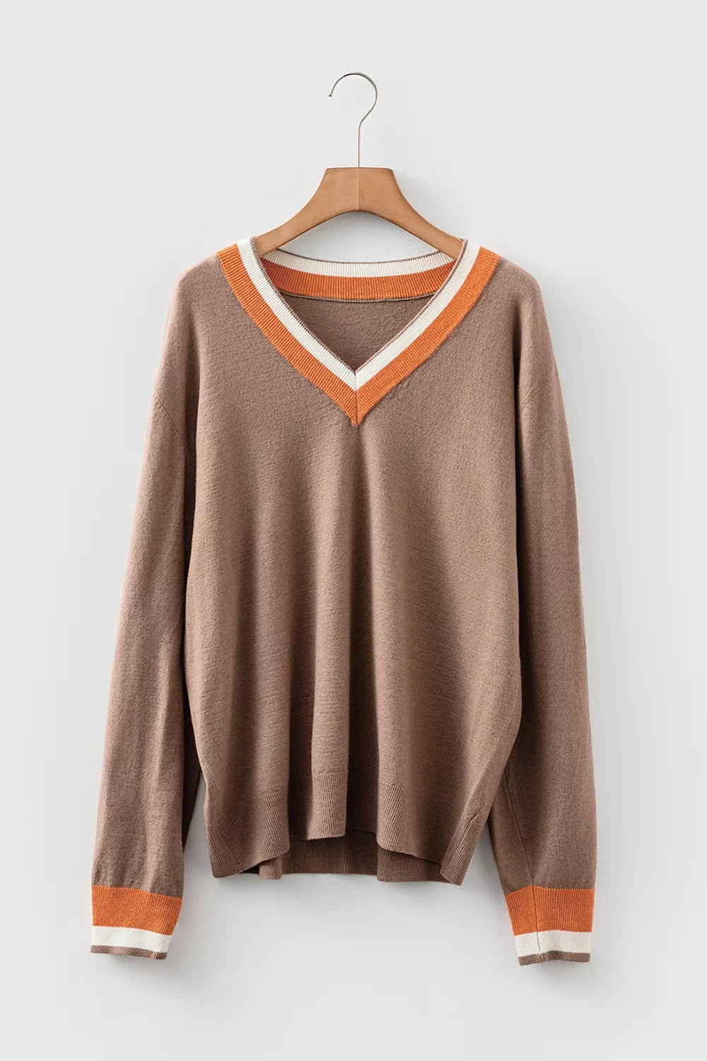 Contrast Trim V-Neck Sweater
