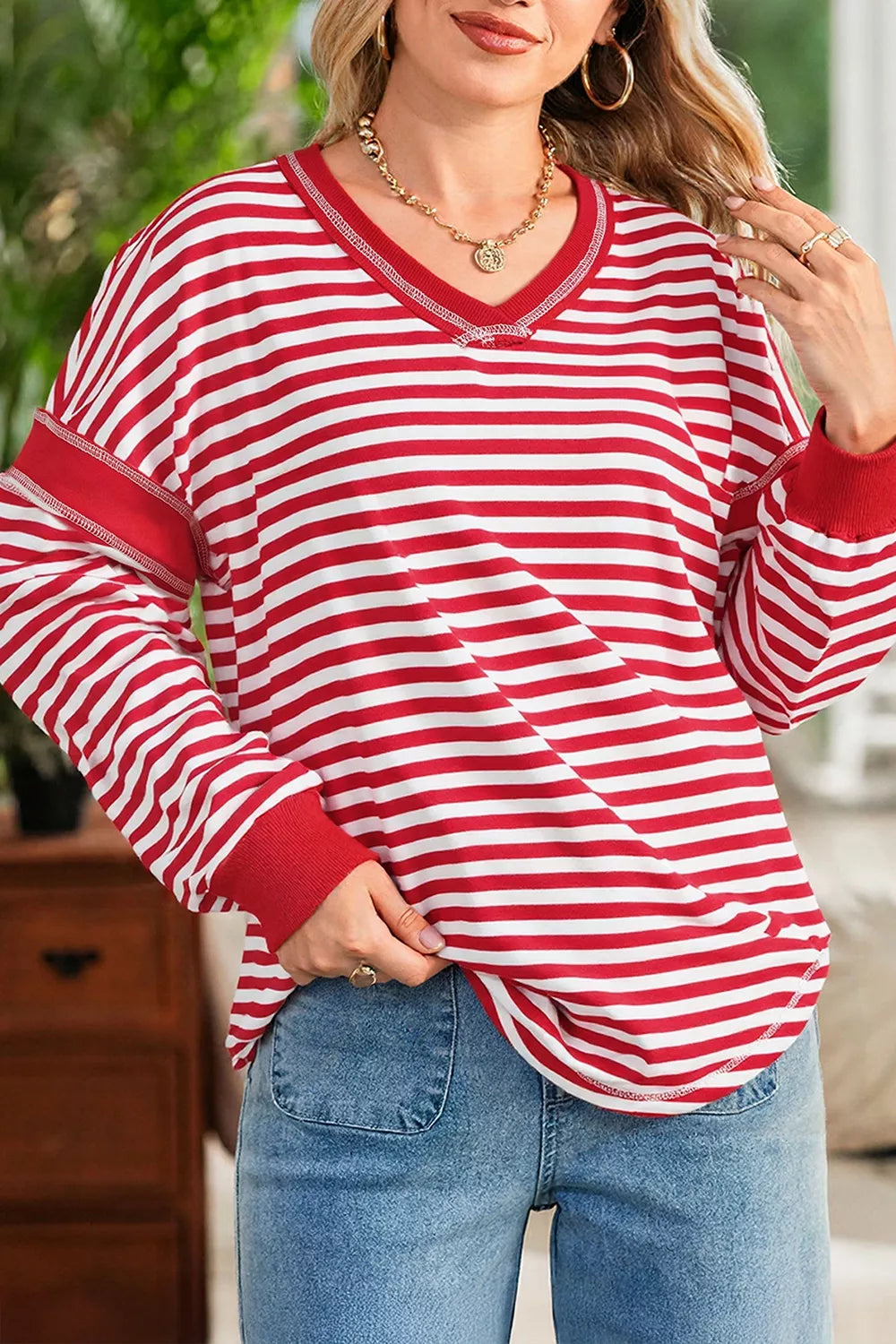 Striped Long Sleeve Casual Sweatshirt