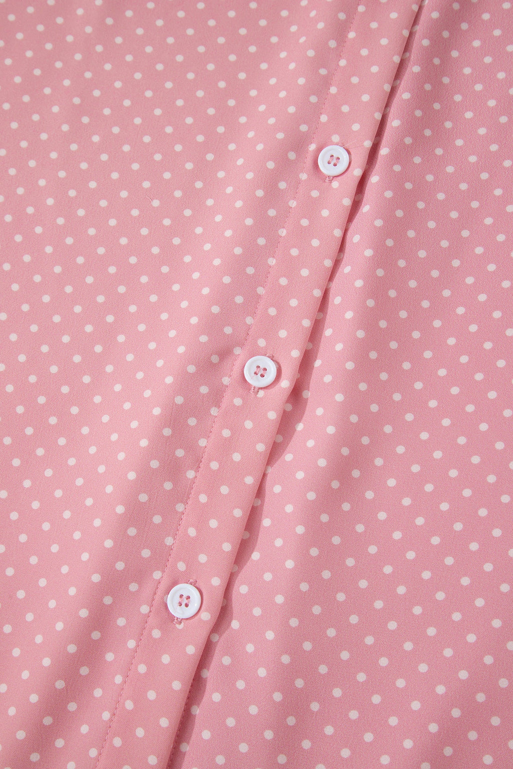 Pink Dotted Print Cuffed Short Sleeve Shirt