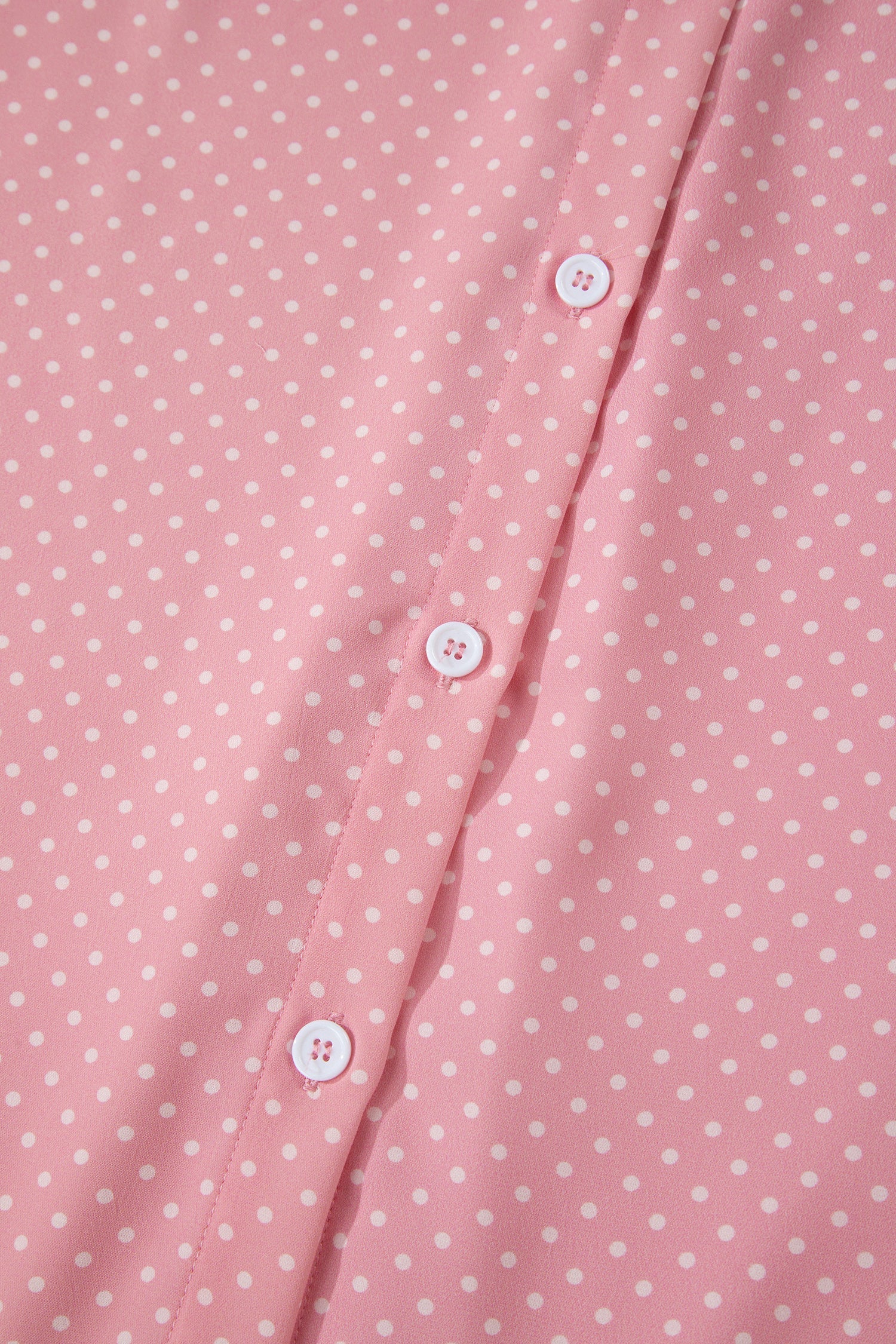 Pink Dotted Print Cuffed Short Sleeve Shirt
