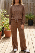 Leopard Print Long Sleeve Top Relaxed Pant Set